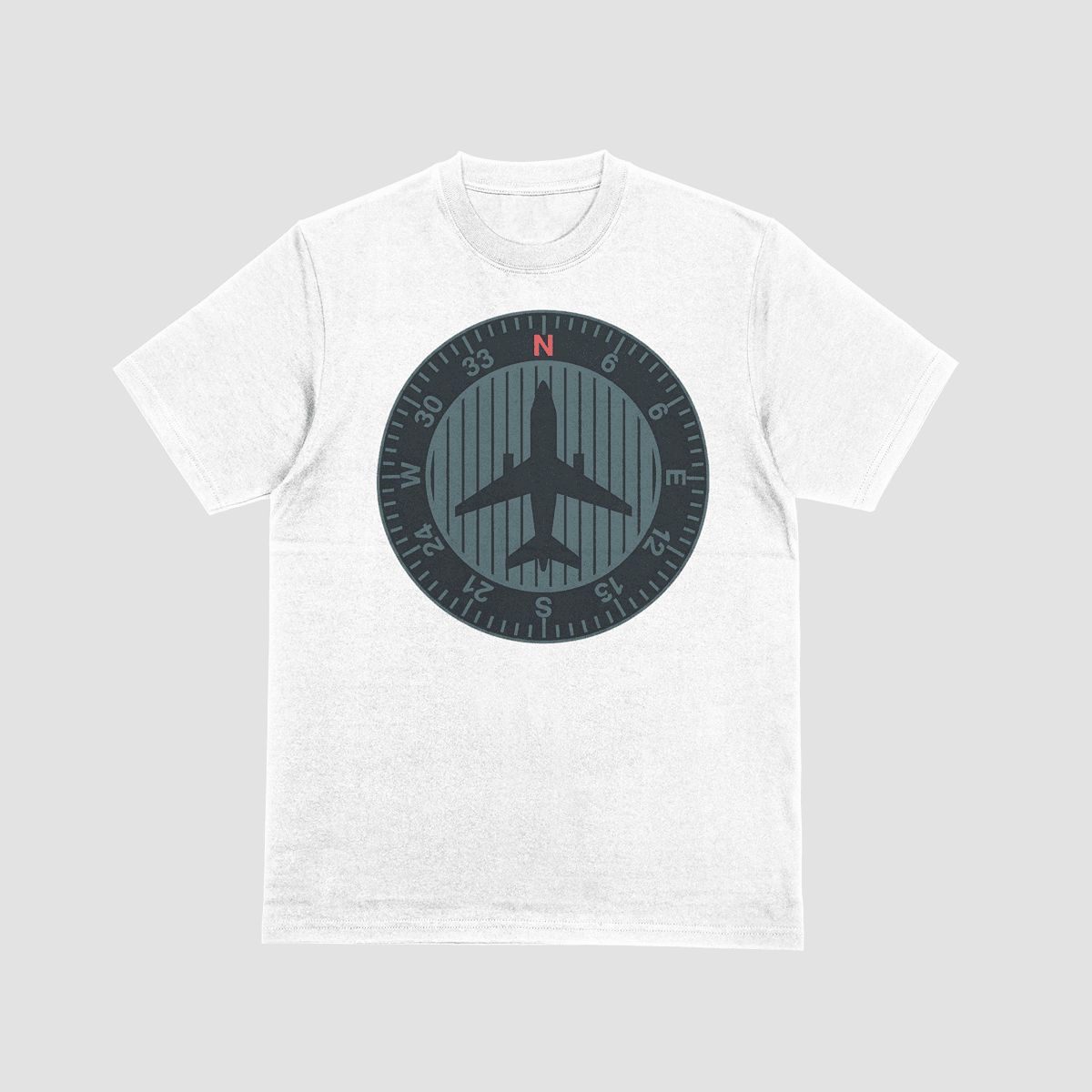 Aircraft compass - Mockup (1) Aircraft Compass Heading Indicator T-Shirt with Plane Silhouette Dare to Live Apparel