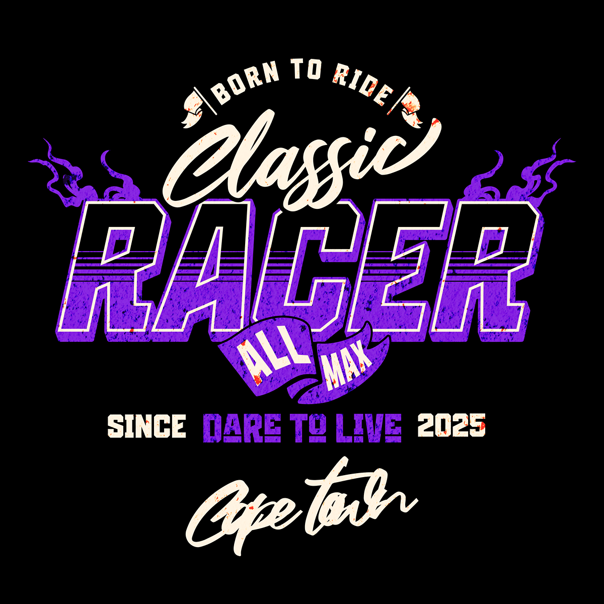Classic Racer Born to Ride Cape Town Black T-Shirt Dare to Live Apparel