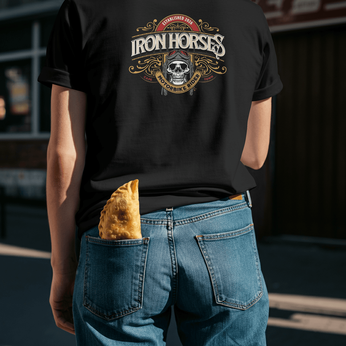 Iron Horses Vintage Motorbike Rider Cape Town T-Shirt Dare to Live