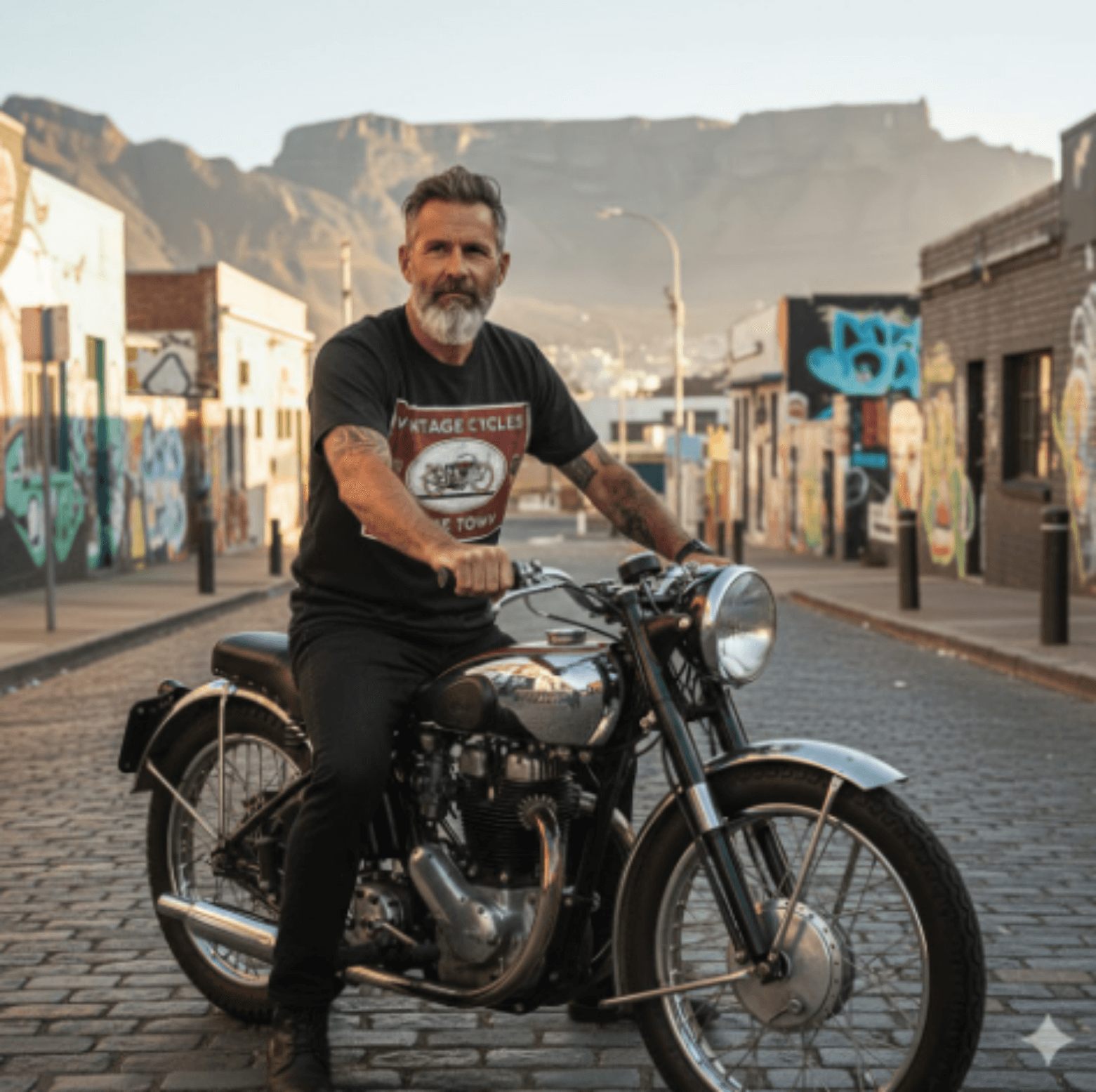 Vintage Cycles Cape Town Retro Motorcycle T-Shirt
