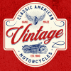 Classic American Vintage Motorcycle Black T-Shirt Dare to Live Apparel