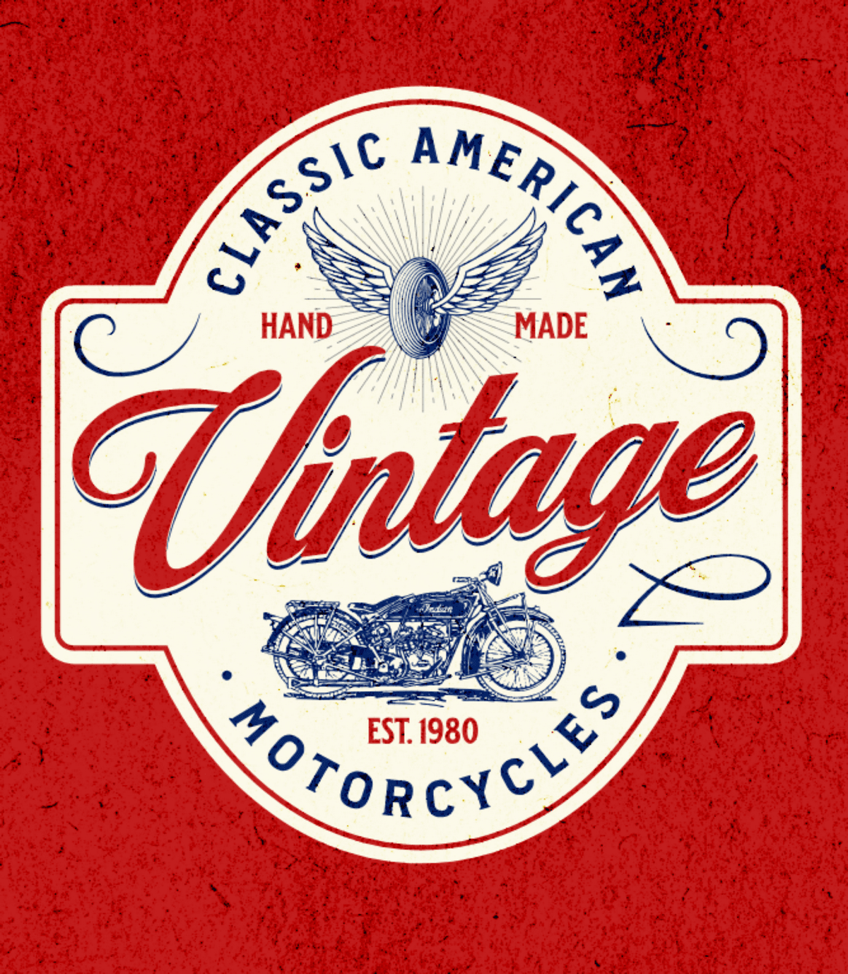 Classic American Vintage Motorcycle Black T-Shirt Dare to Live Apparel