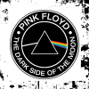 A black t-shirt featuring the Pink Floyd "Dark Side of the Moon" prism and rainbow graphic inside a circular border. The design has a distressed, white textured background. Part of the Dare To Live Vibe collection.